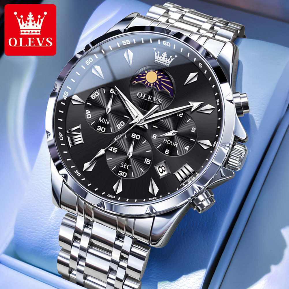 Luxury Watch Maker - OLEVS 3653 ブランド ムーンフェイズカレンダー メンズウォッチ 防水クォーツウォッチ