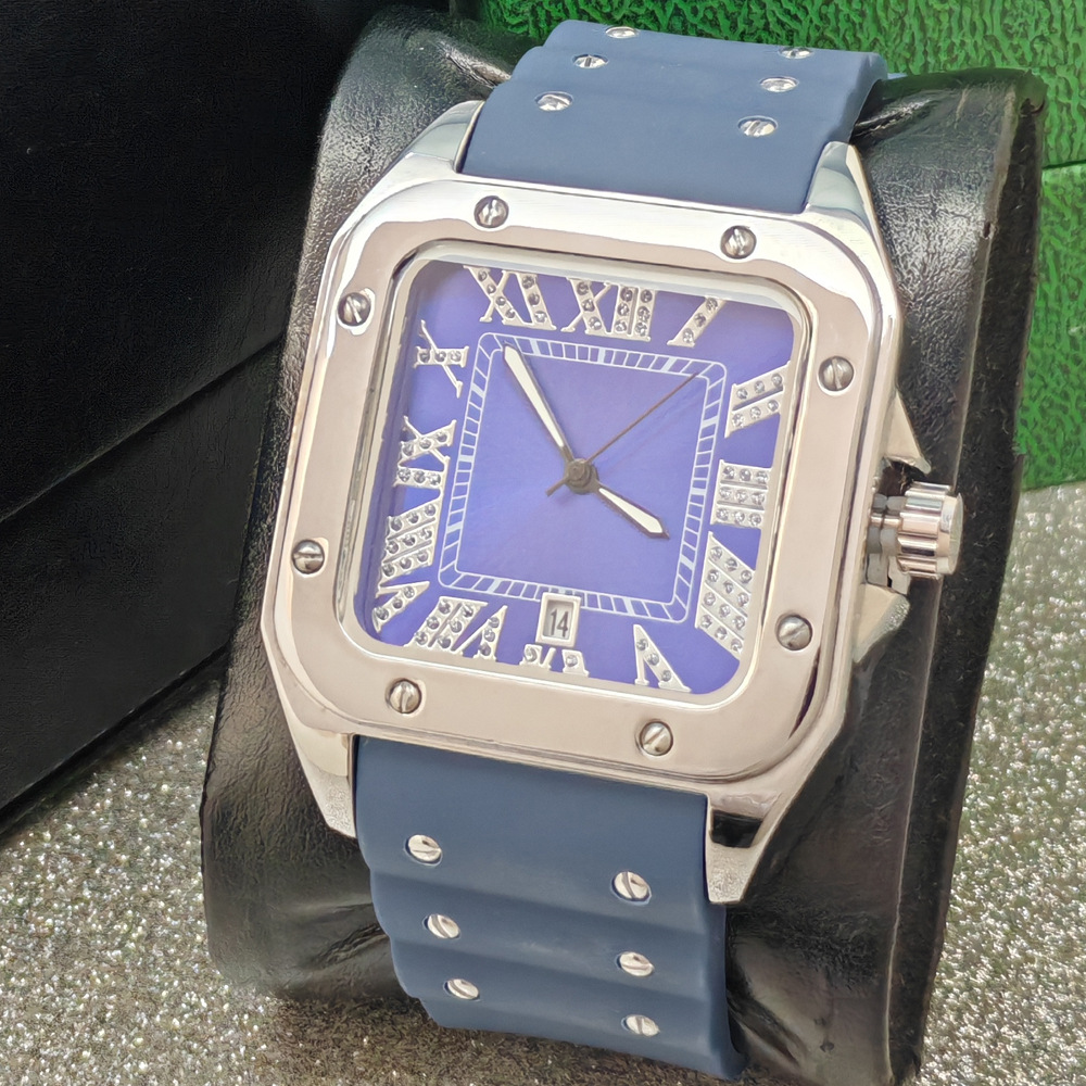Luxury Watch Iceberg - ヒップホップで大人気の個性的なデザインのブルークォーツ腕時計、メンズ向け高品質アイスアウトトップラグジュアリーファッションカラフルダイヤルウォッチ
