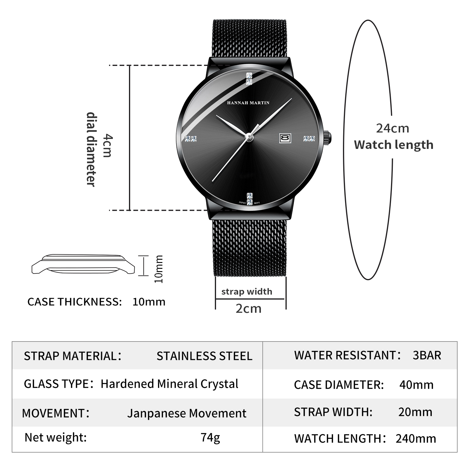 HANNAH MARTIN メンズ腕時計、ステンレススチール - Luxury Watch Top 10 のレビューと価格