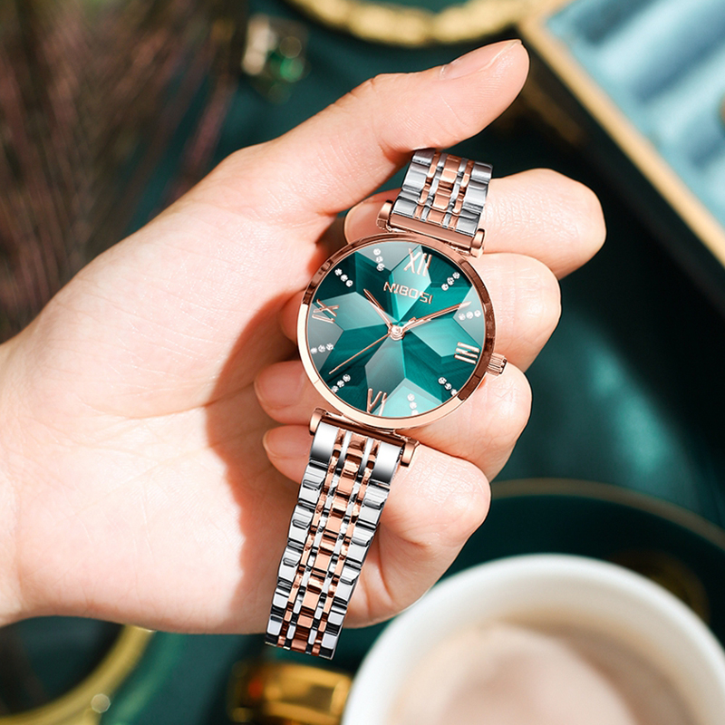 Nibosi-女性用ダイヤモンドミラー付きクォーツ時計,高級 - Luxury Watch Top 10 のレビューと価格